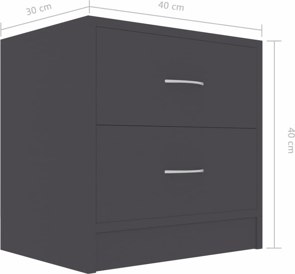 Vidaxl Nachtkastje 40x30x40 Cm Spaanplaat - Grijs