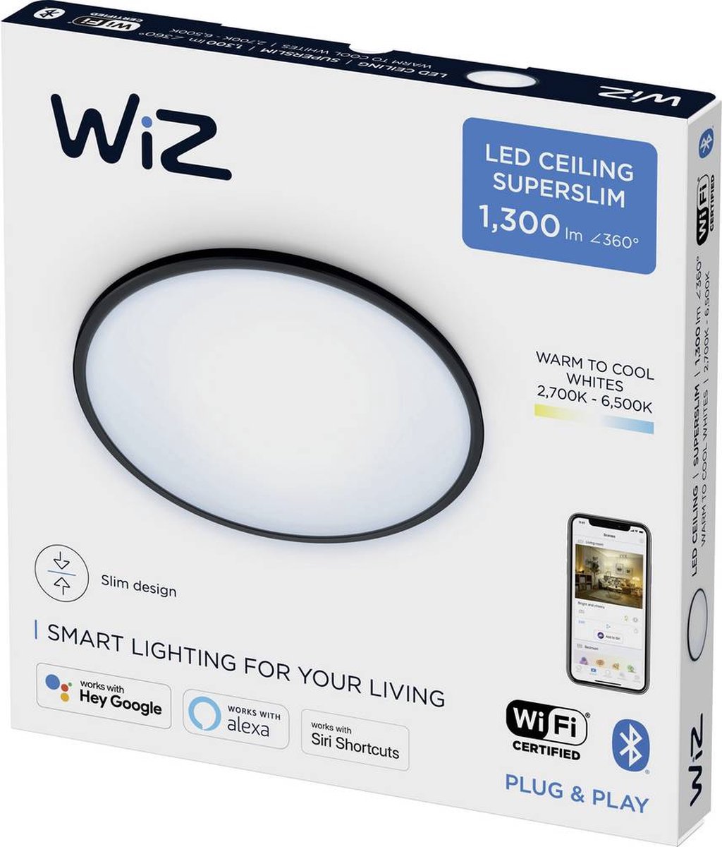 WIZ Superslim 14 W Warmwit - Zwart