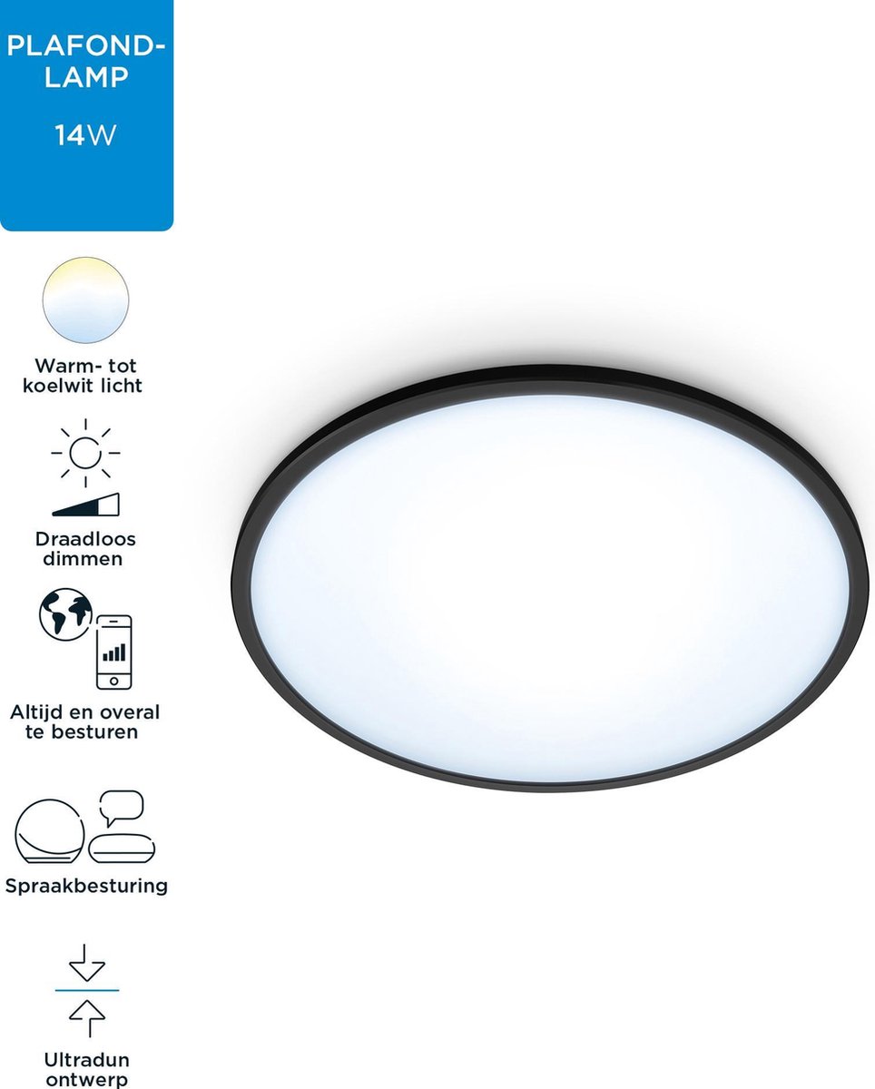 WIZ Superslim 14 W Warmwit - Zwart