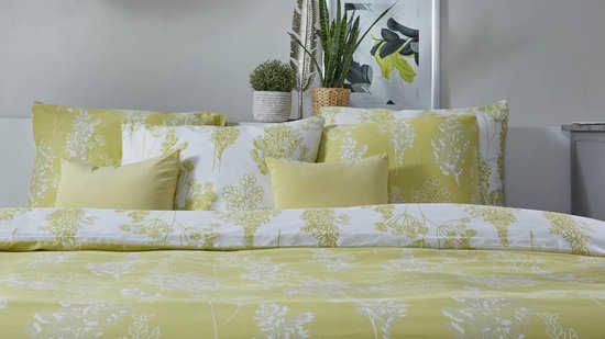 Voordeeldrogisterij Iseng Flower Dekbedovertrek - 2-persoons (200x200/220 Cm + 2 Slopen) - Katoen Satijn - Yellow - Geel