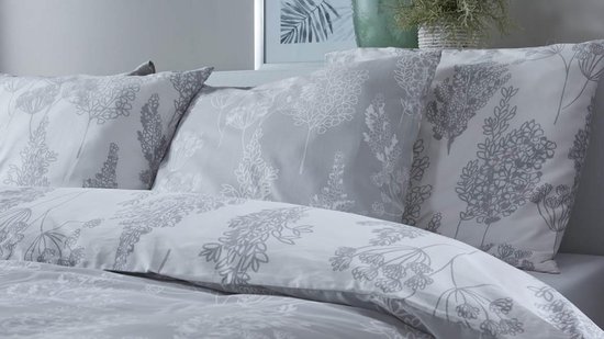 Voordeeldrogisterij Iseng Flower Dekbedovertrek - 1-persoons (140x200/220 Cm + 1 Sloop) - Katoen Satijn - Grey - Grijs