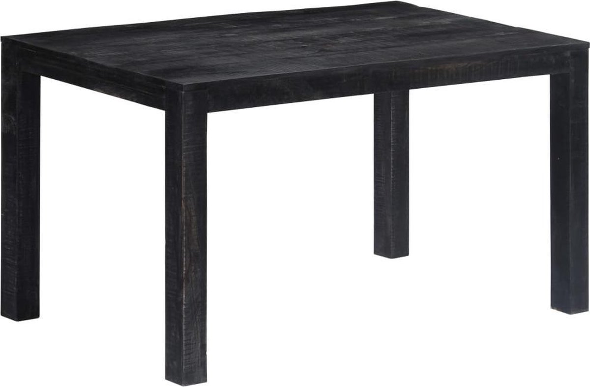 Vidaxl Eettafel 140x80x76 Cm Massief Mangohout - Zwart