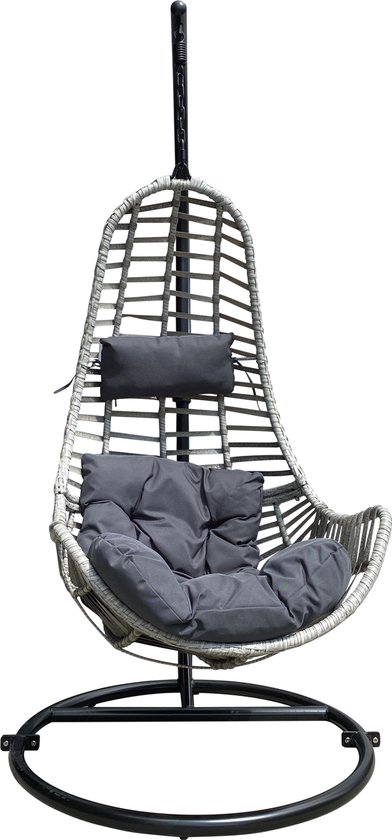 4gardenz 4livingz Hangstoel Lounger Met Kussen - 123x79x66 - Max 130 Kg - Grijs