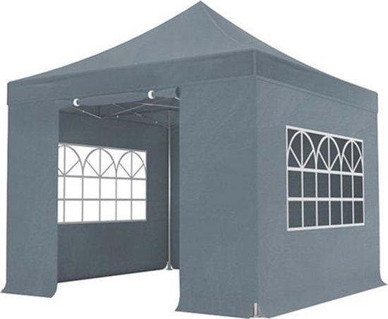 Lizzely Garden & Living Easy Up 3x3m 40mm (Aluminium Buizen) Semi Prof Partytent - Grijs