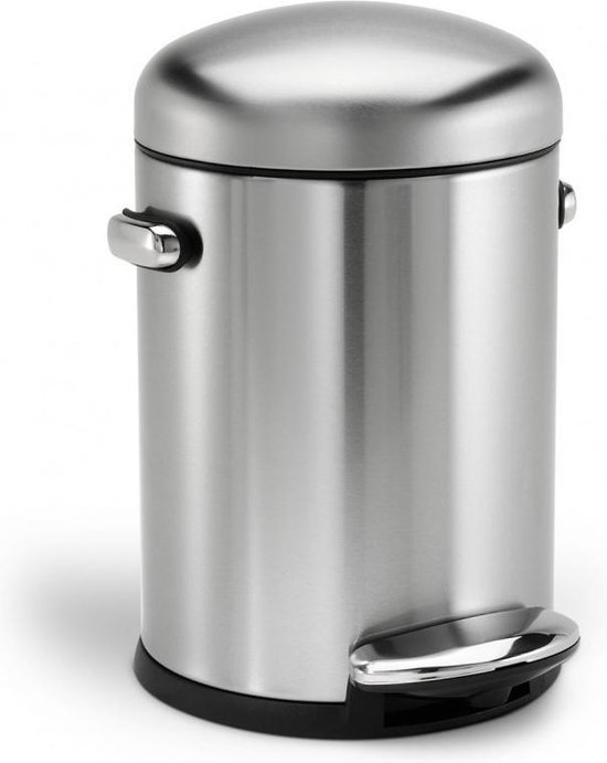 Simplehuman Afvalemmer Retro - 4,5 Liter - Zilver - - Silver