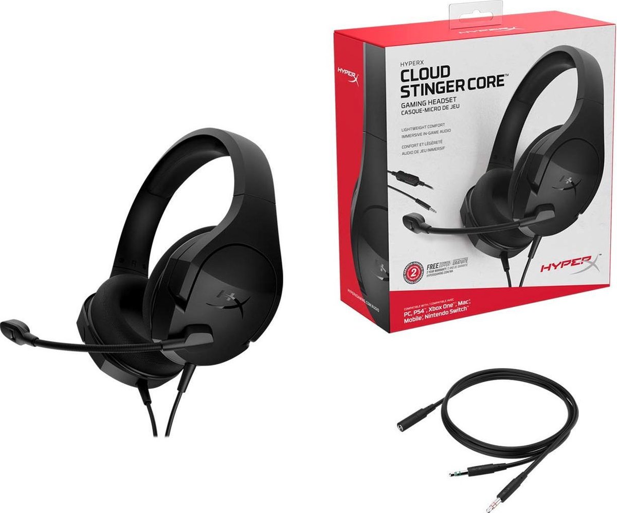 HyperX Cloud Stinger Core PC Gaming Headset - Black (PC/Mac/PS4/Xbox One/Sch/Mobile) - Wit