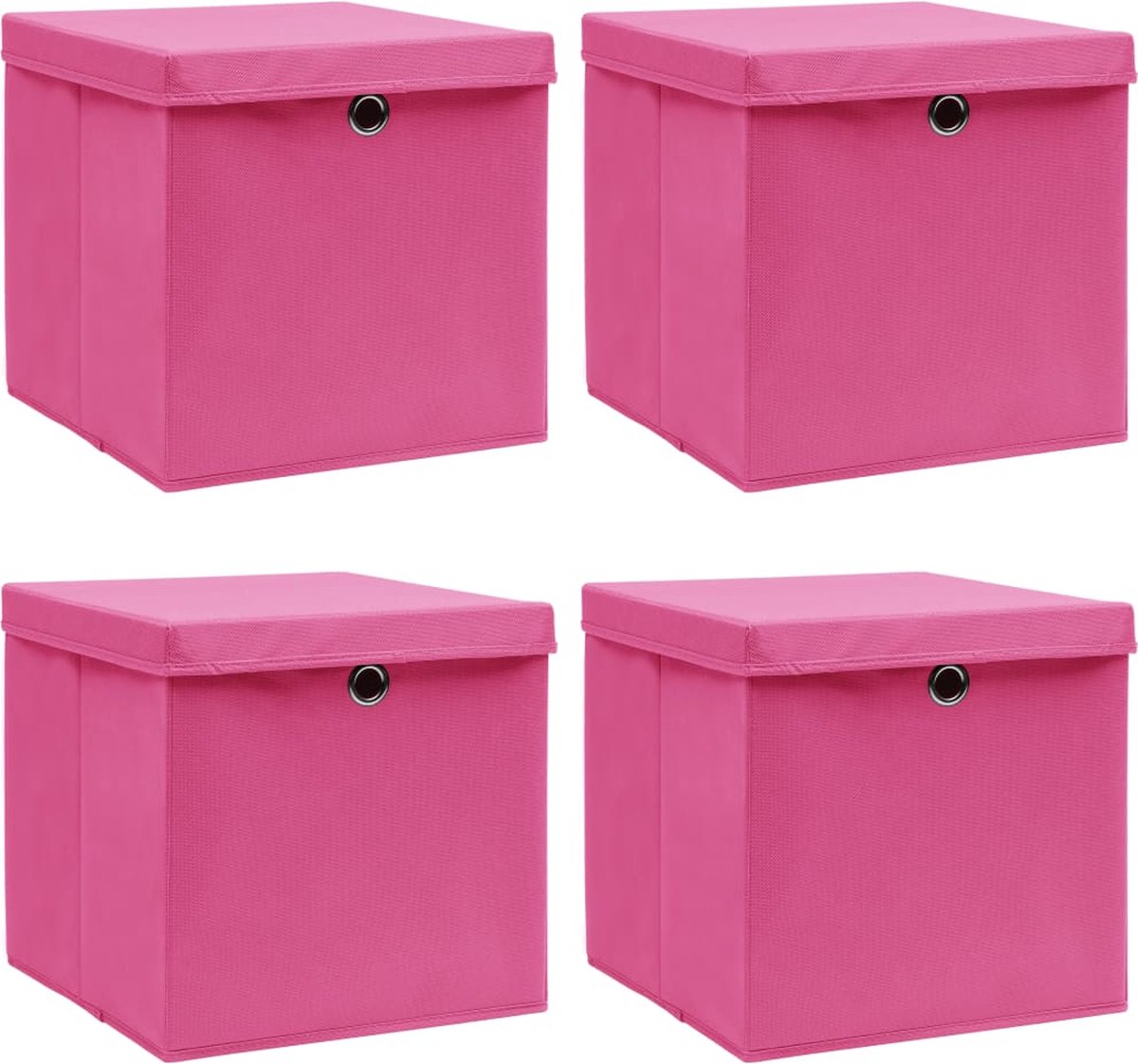 Vidaxl Opbergboxen Met Deksel 4 St 32x32x32 Cm Stof - Roze