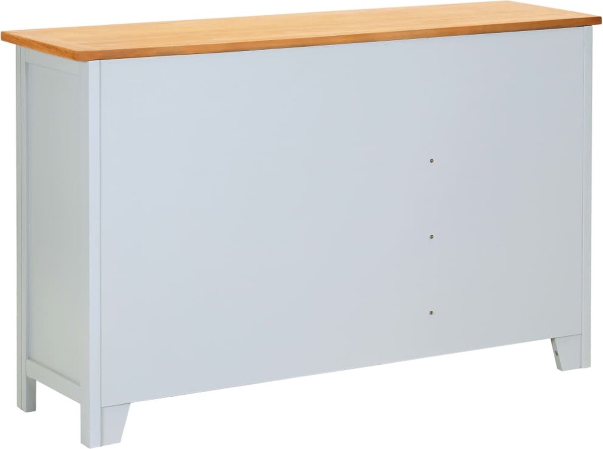 Vidaxl Dressoir 110x33,5x70 Cm Massief Eikenhout - Grijs