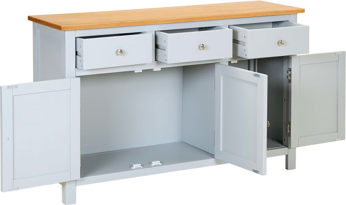 Vidaxl Dressoir 110x33,5x70 Cm Massief Eikenhout - Grijs