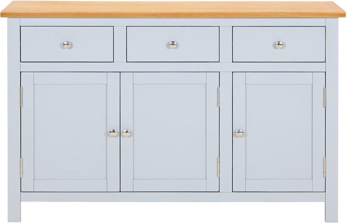 Vidaxl Dressoir 110x33,5x70 Cm Massief Eikenhout - Grijs