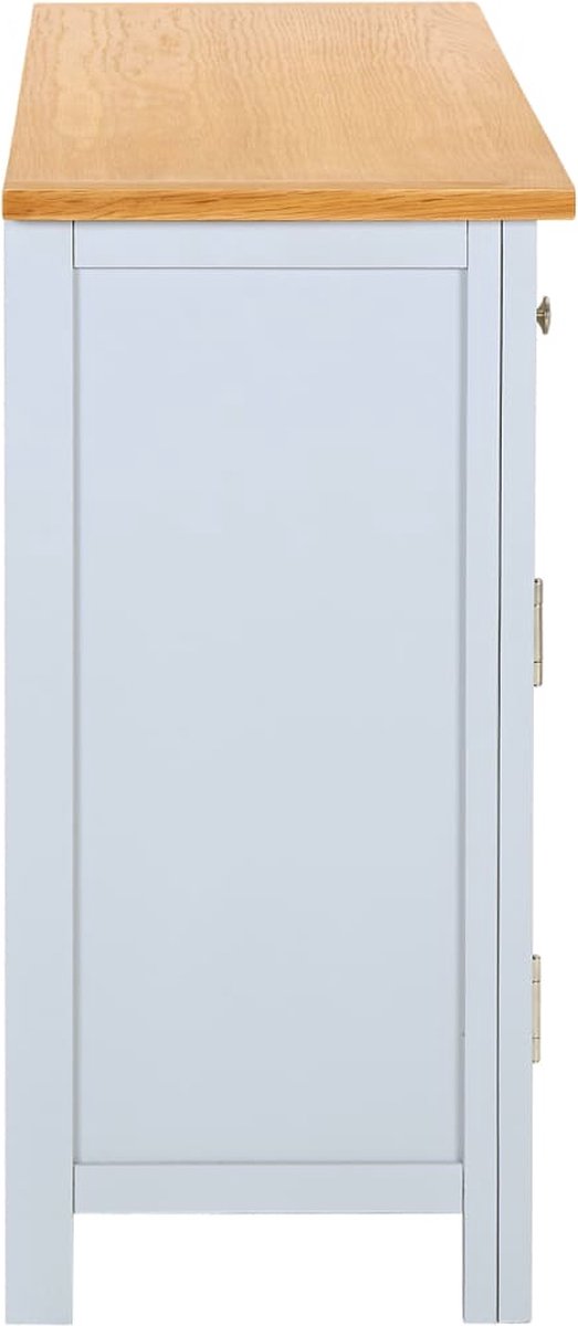 Vidaxl Dressoir 110x33,5x70 Cm Massief Eikenhout - Grijs