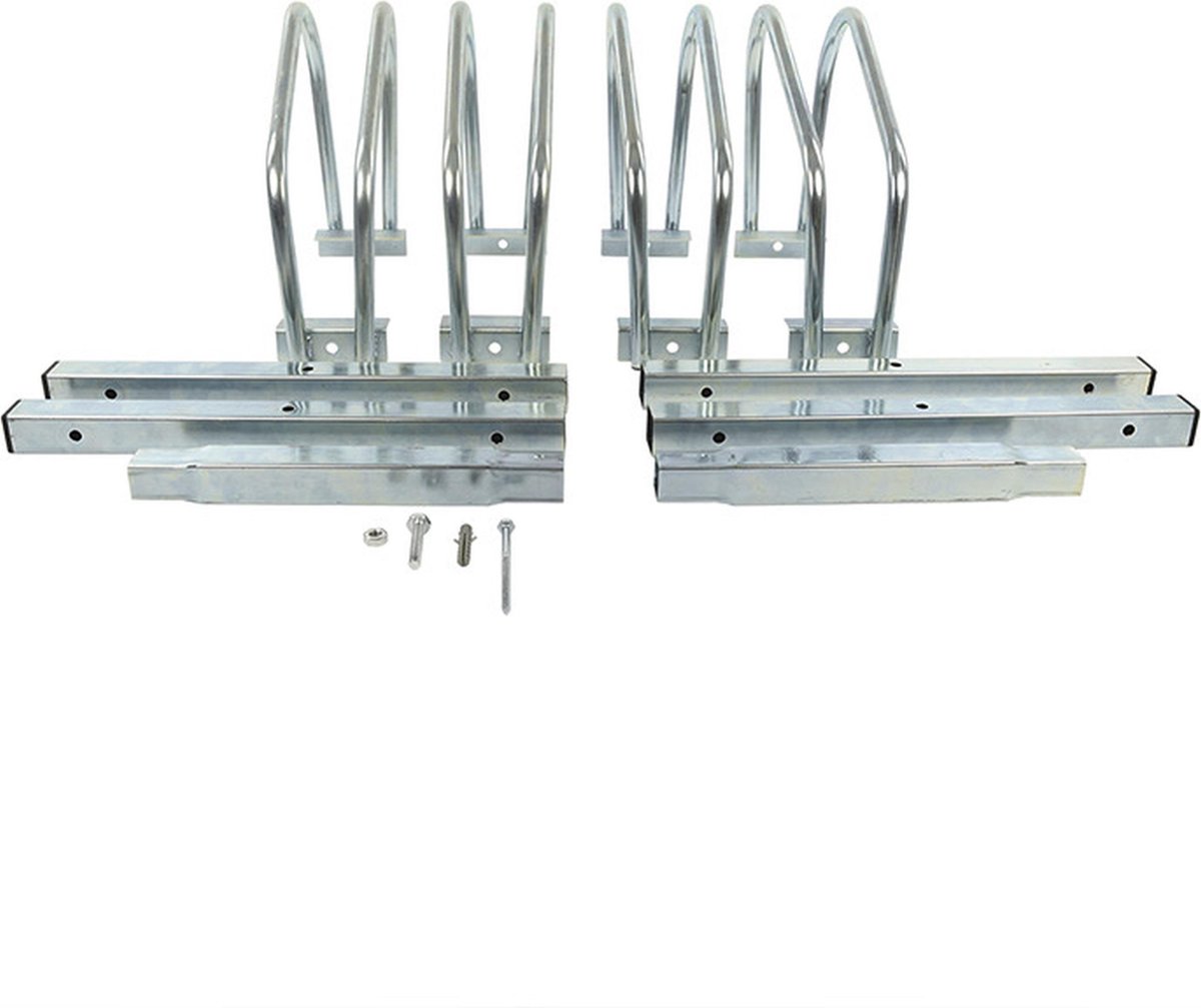 PROPLUS Fietsenrek / Fietsenstandaard Voor 4 Fietsen - 59 X 34,5 X 25,5 Cm - Fietsen Stalling - Grijs