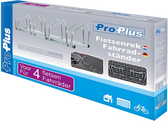 PROPLUS Fietsenrek / Fietsenstandaard Voor 4 Fietsen - 59 X 34,5 X 25,5 Cm - Fietsen Stalling - Grijs