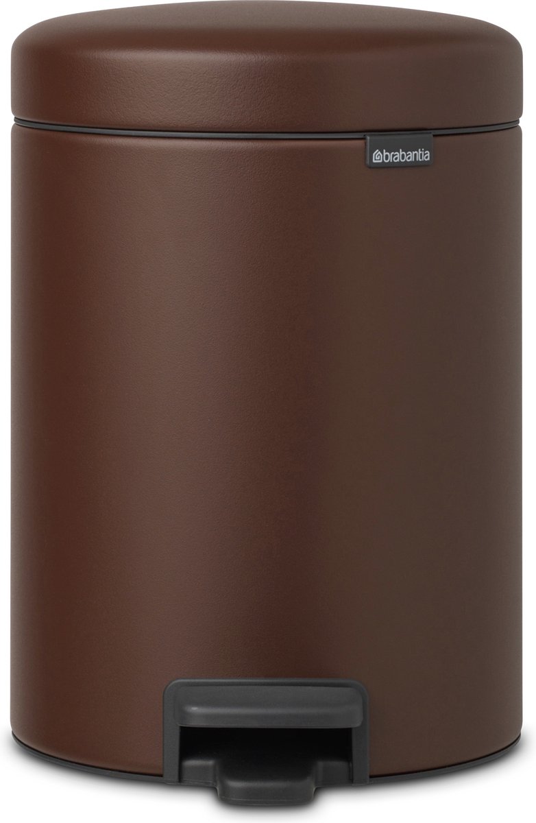 Brabantia Newicon Pedaalemmer 5 Liter Met Kunststof Binnenemmer - Mineral Cosy Brown - Bruin