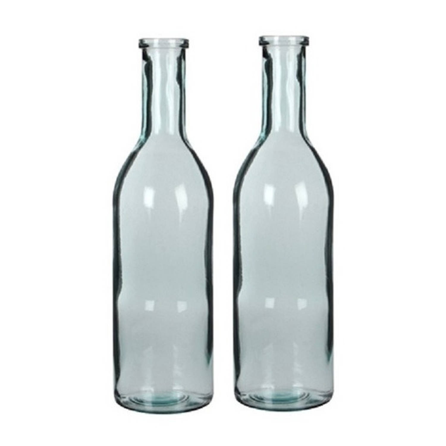 2x Glazen Fles / Bloemenvaas Transparant 50 X 15 Cm - Sierflessen - Woondecoratie / Woonaccessoires