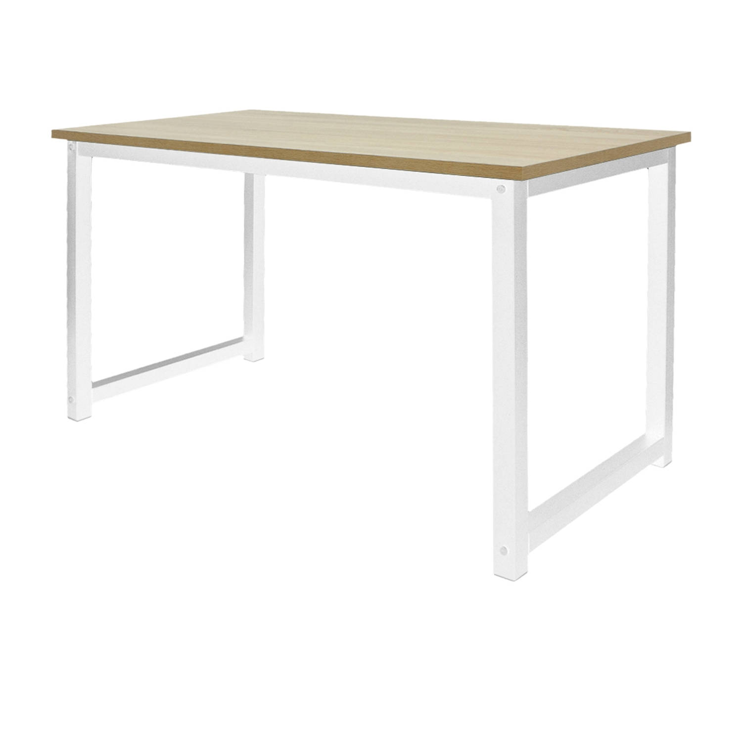 Bureau 120x60x74,5 Cm, Eiken Wit, Mdf Tafelblad Met Stevig