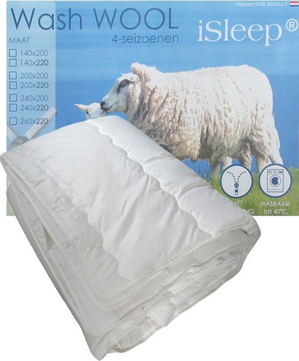 iSleep Wash Wool Wollen 4-seizoenen Dekbed - Wasbare Wol - Lits-jumeaux 240x200 Cm