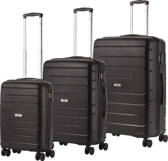 TRAVELZ Big Bars Kofferset Trolleyset 3-delig Met Tsa-slot - Zwart