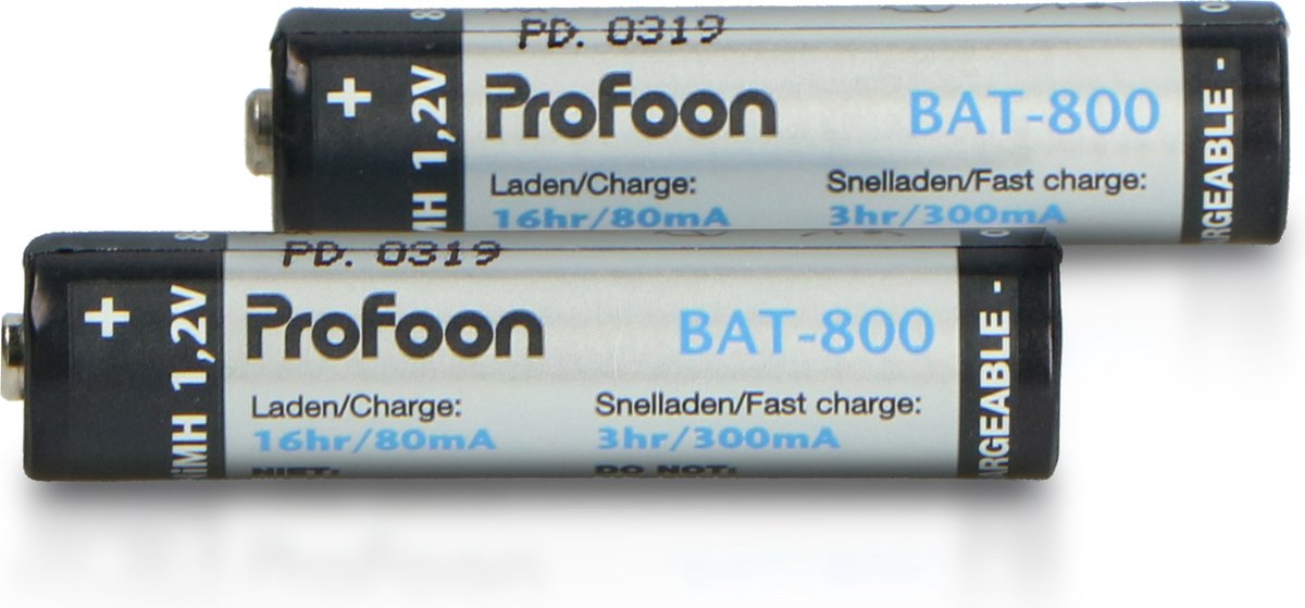 Profoon Oplaadbare Batterijen Aaa, 2x Bat-800 Grijs-zwart