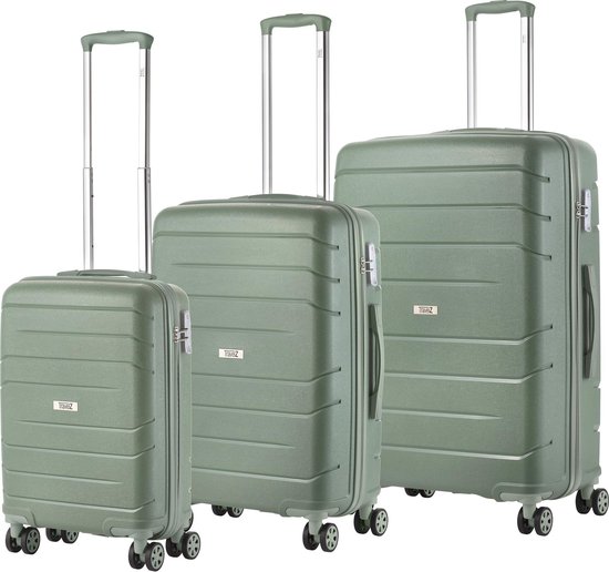 TRAVELZ Big Bars Kofferset Trolleyset 3-delig Met Tsa-slot - Groen