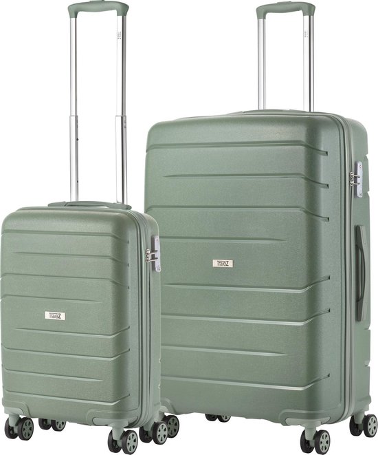 TRAVELZ Big Bars Kofferset Trolleyset 2-delig Handbagage + Groot - Groen