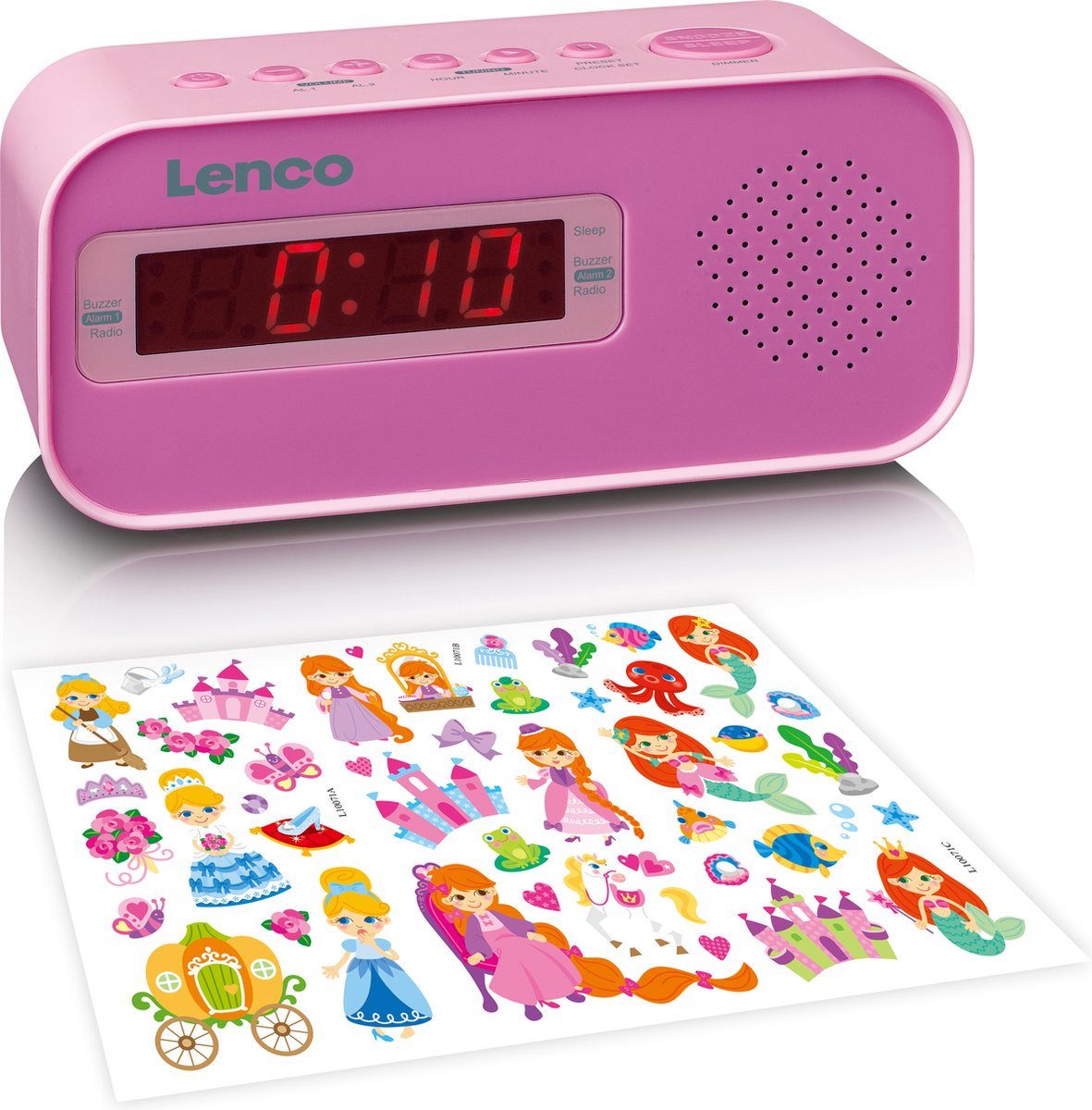 Lenco Wekkerradio Met Stickerset Cr-205pk - Roze