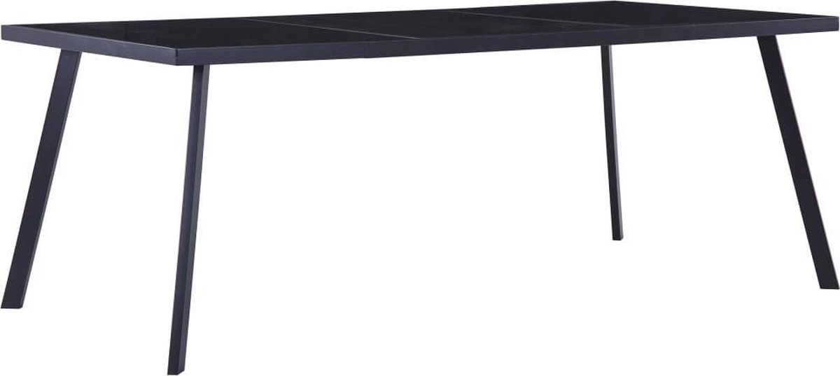 Vidaxl Eettafel 200x100x75 Cm Gehard Glas - Negro