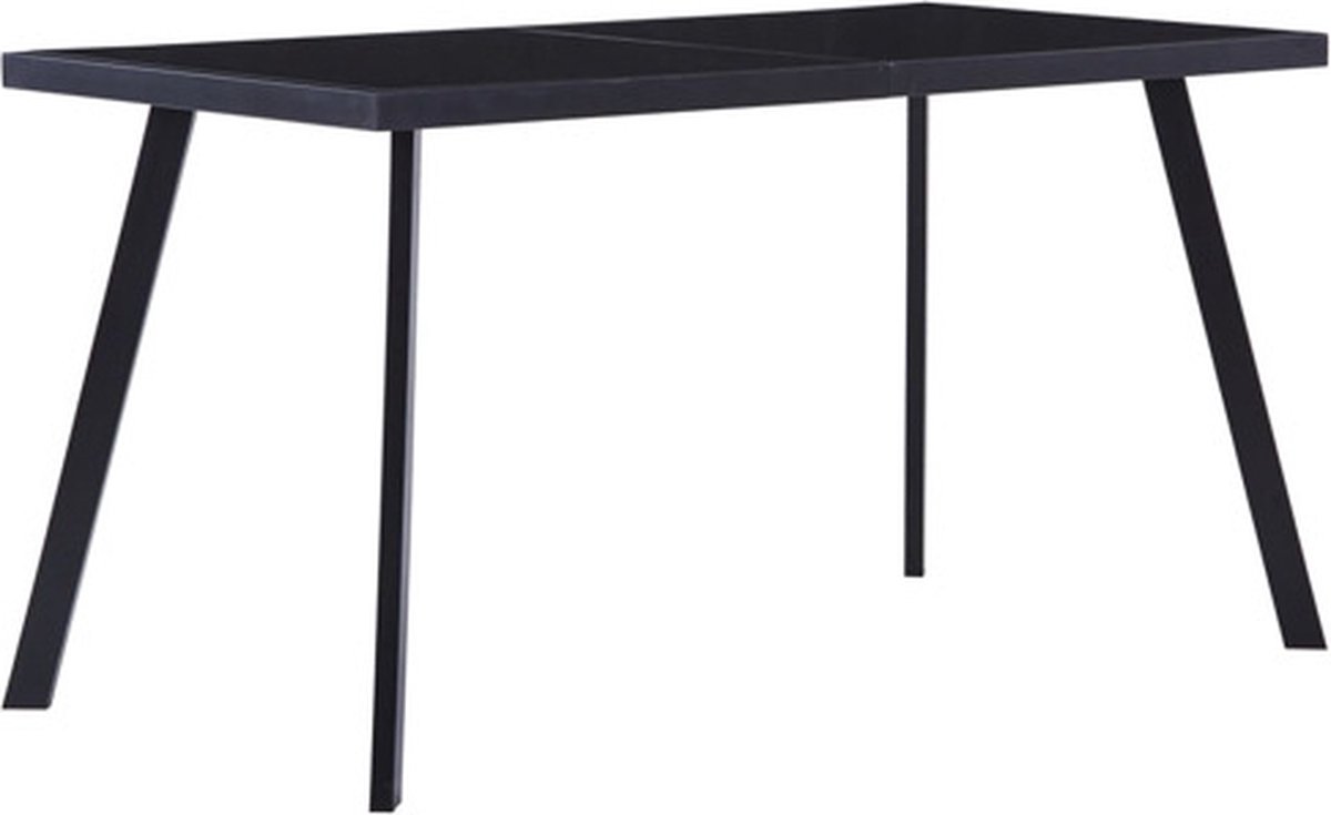 Vidaxl Eettafel 140x70x75 Cm Gehard Glas - Negro