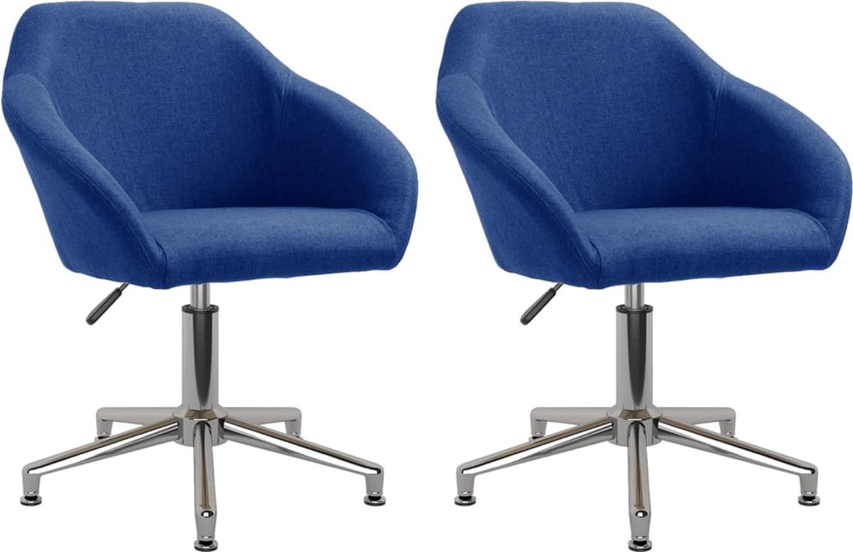 Vidaxl Eetkamerstoelen Draaibaar 2 St Stof - Blauw