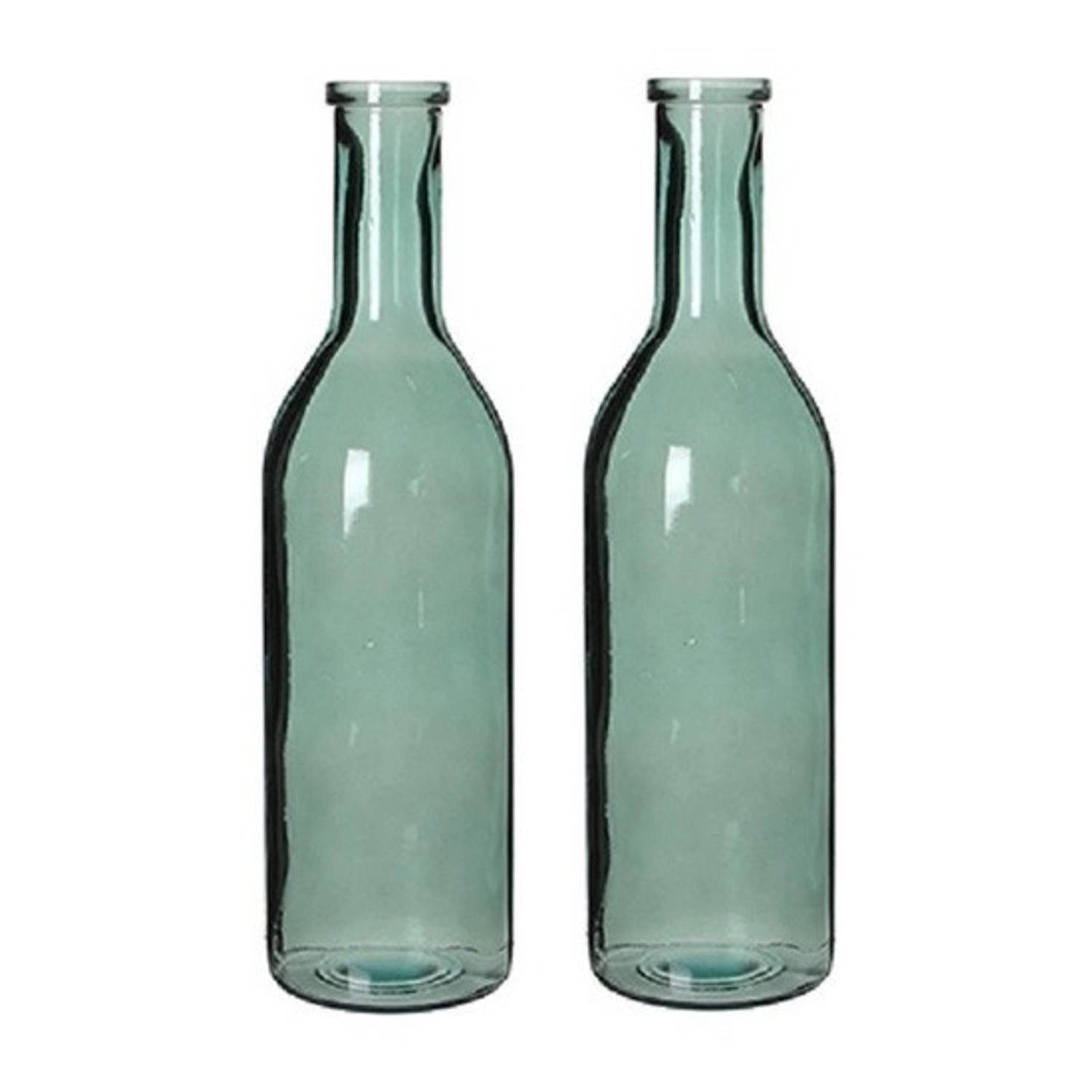 2x Glazen Fles / Bloemenvaas 50 X 15 Cm - Sierflessen - Woondecoratie / Woonaccessoires - 2 Stuks - Grijs