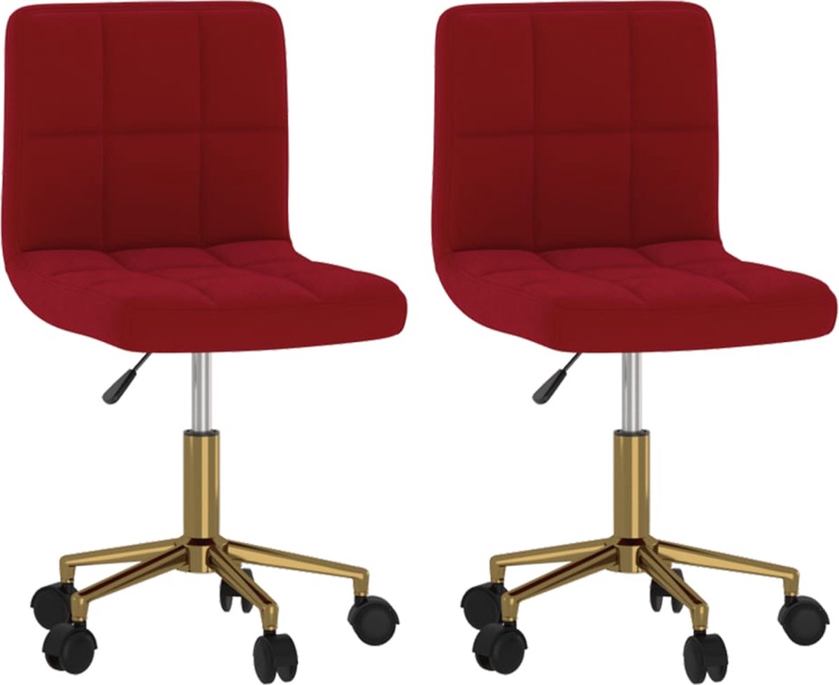 Vidaxl Eetkamerstoelen Draaibaar 2 St Fluweel Wijn - Rood