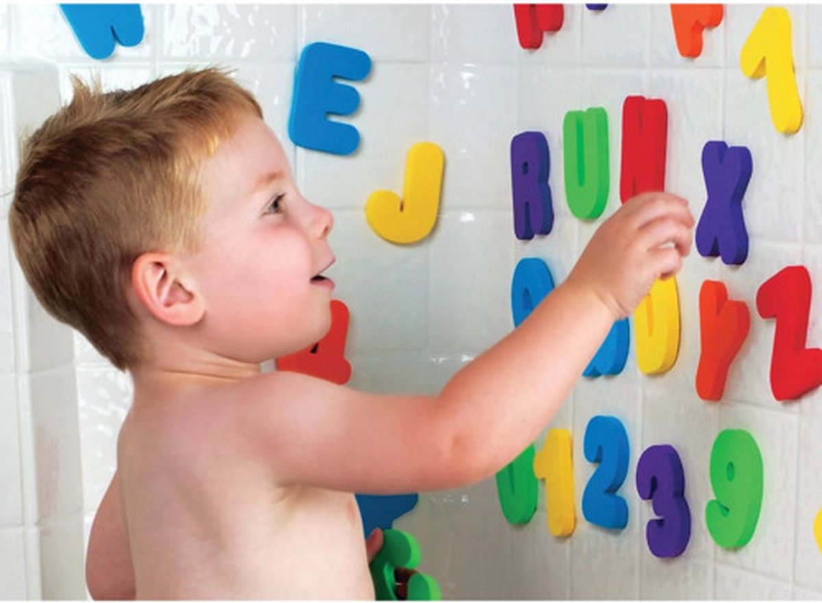 Munchkin 36-delige Badspeelset Letters En Cijfers Meerkleurig - Rood