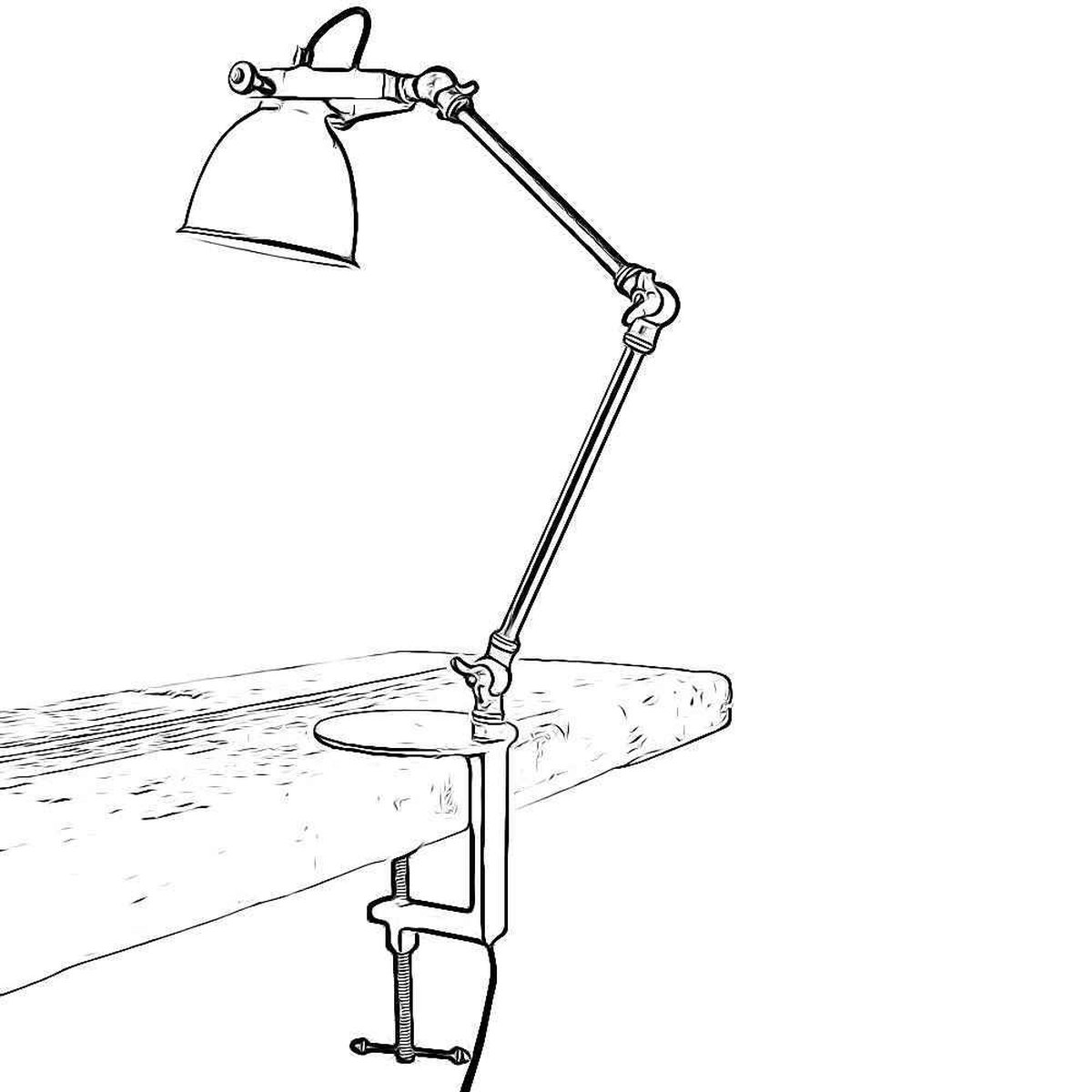 Klemlamp Worker Ø12cm. Vintage Black - Zwart