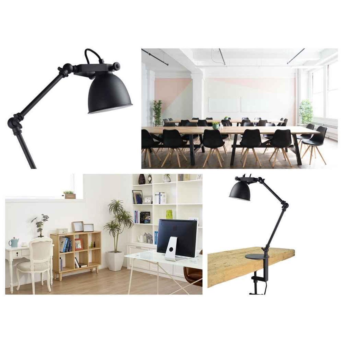 Klemlamp Worker Ø12cm. Vintage Black - Zwart