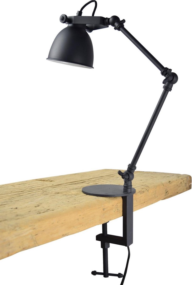 Klemlamp Worker Ø12cm. Vintage Black - Zwart