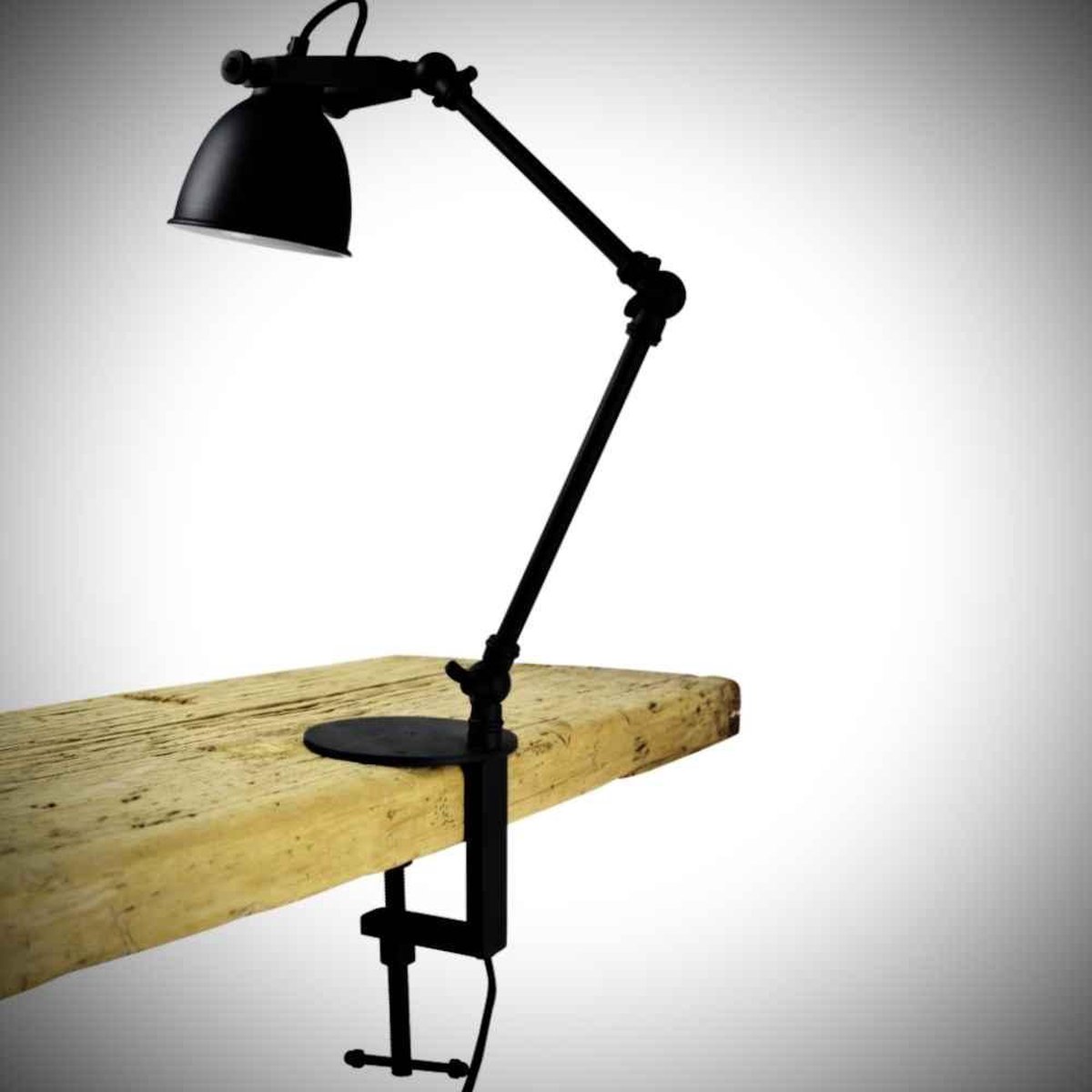 Klemlamp Worker Ø12cm. Vintage Black - Zwart