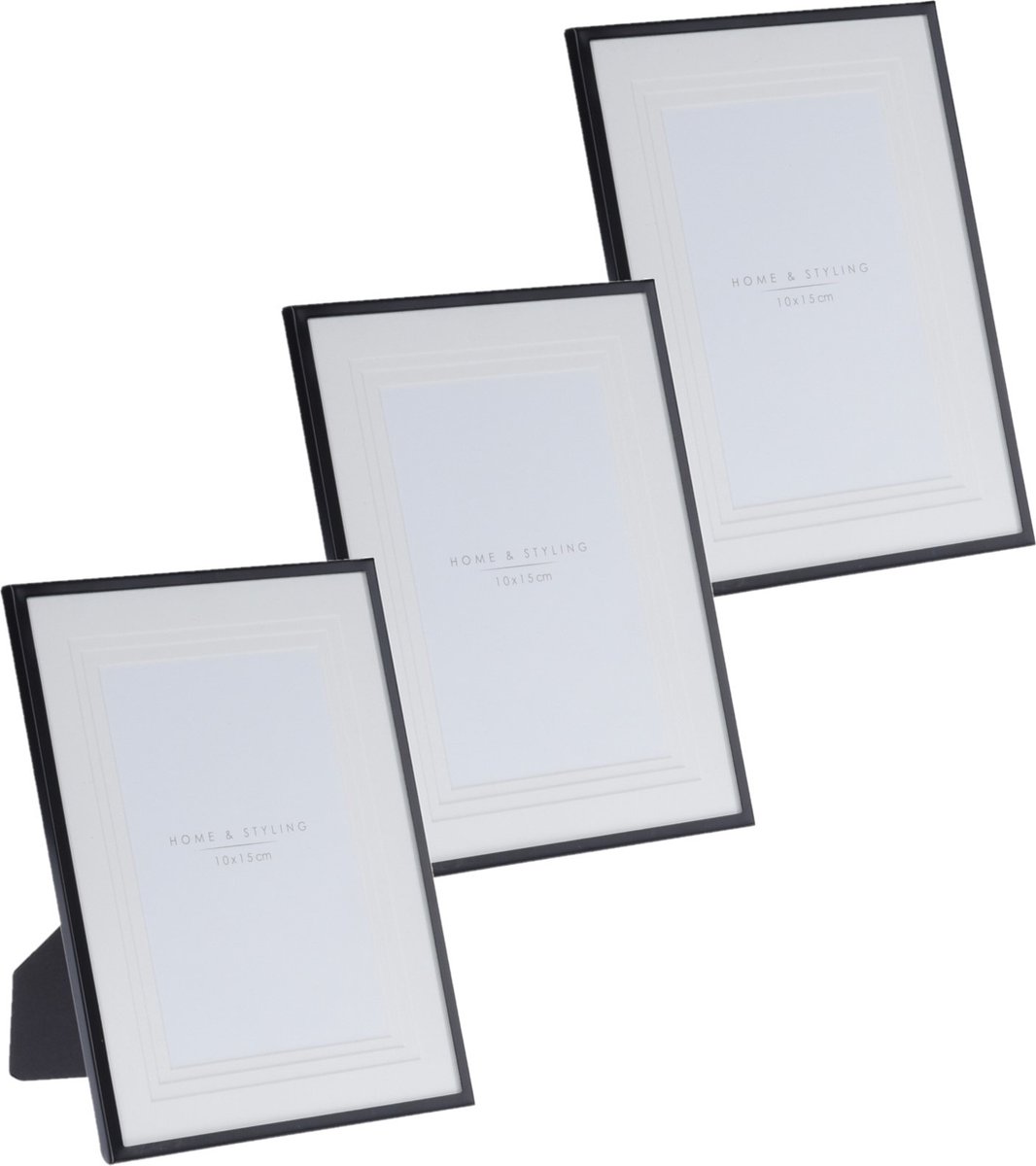 3x Stuks Aluminium Fotolijst Geschikt Voor Een Foto Van 15 X 20 Cm - Fotolijsten - Zwart