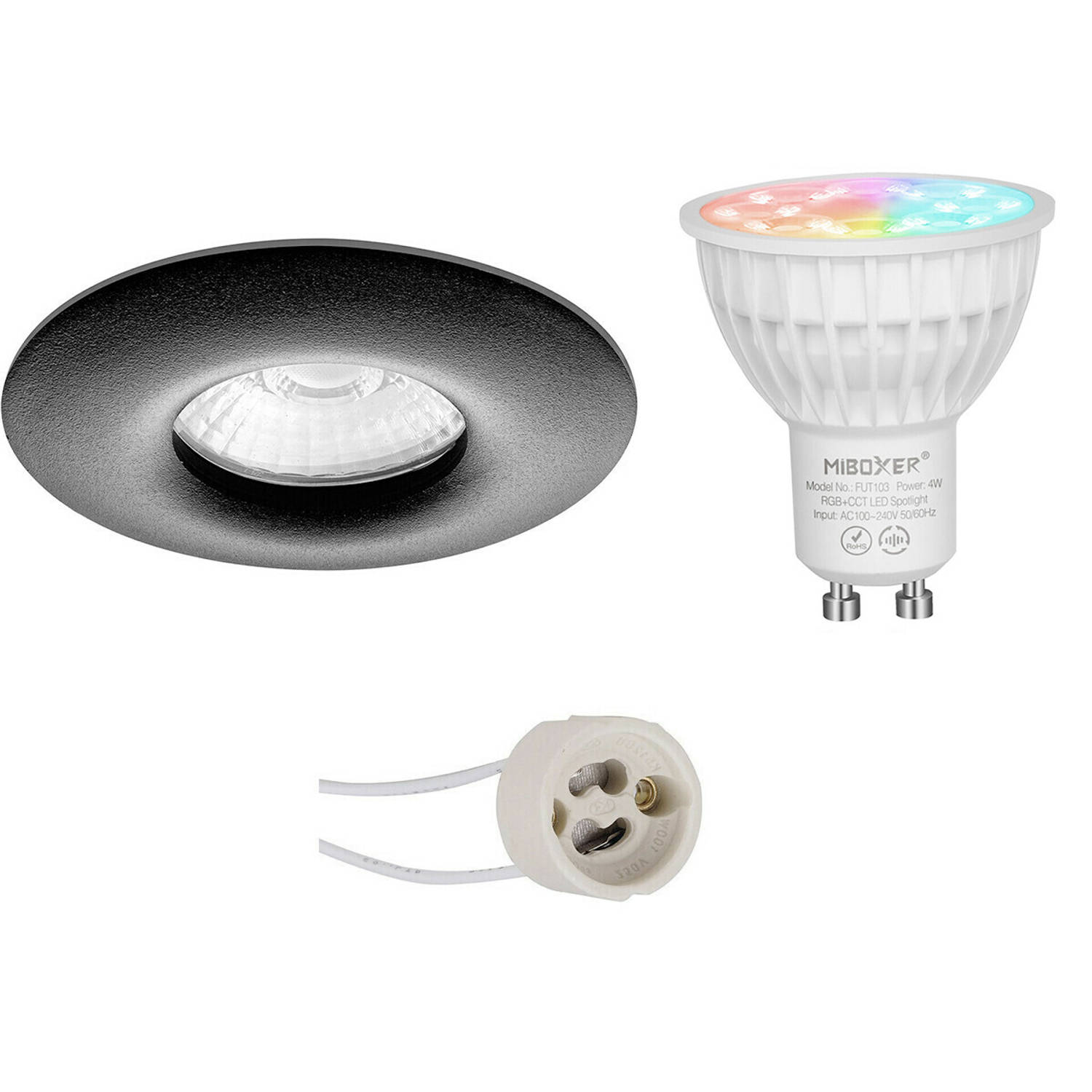 Mi-light Miboxer - Led Spot Set Gu10 - Smart Led - Wifi Led - Slimme Led - 4w - Rgb+cct - Aanpasbare Kleur - Dimbaar - - Zwart