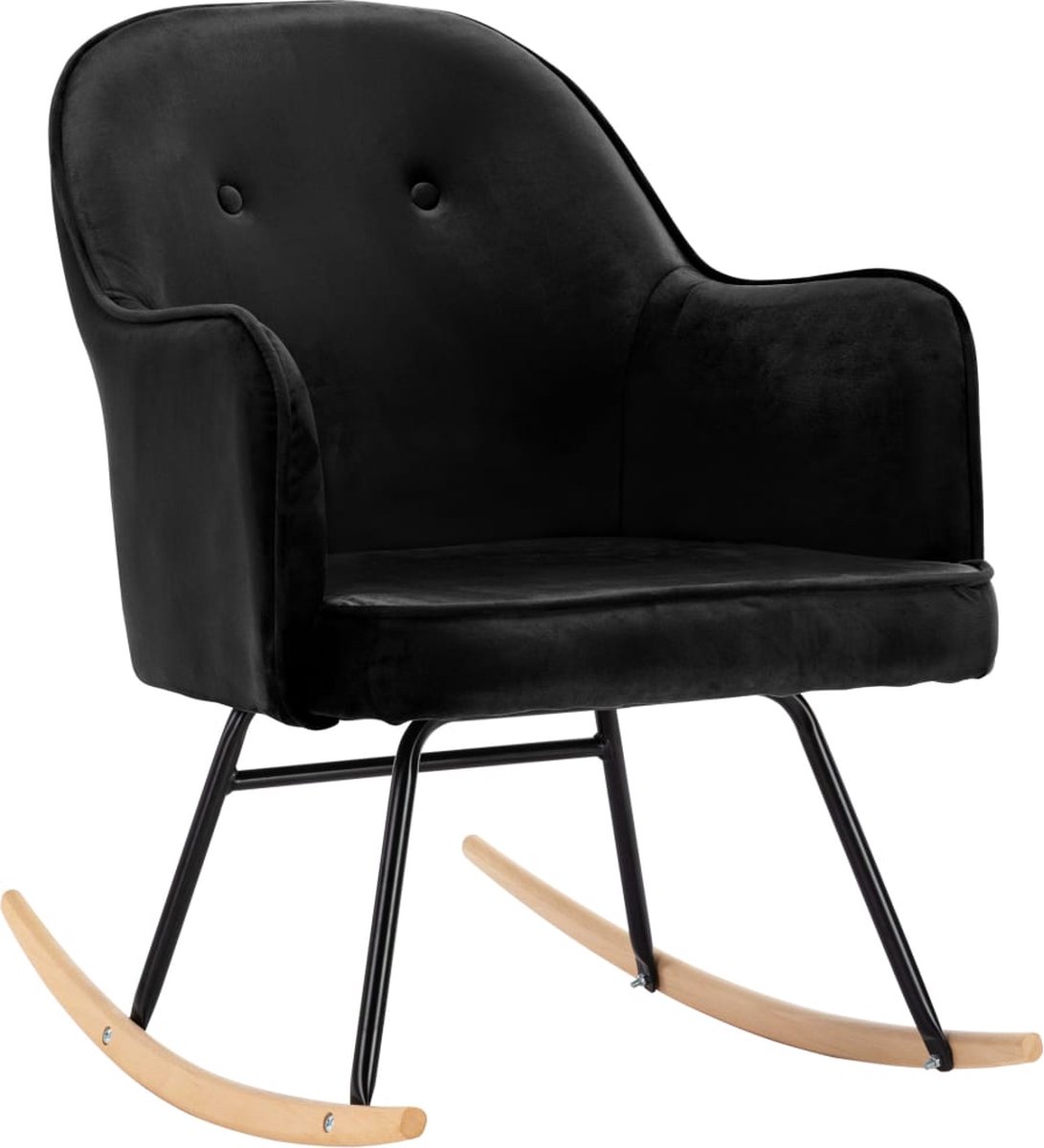 Vidaxl Schommelstoel Fluweel - Zwart