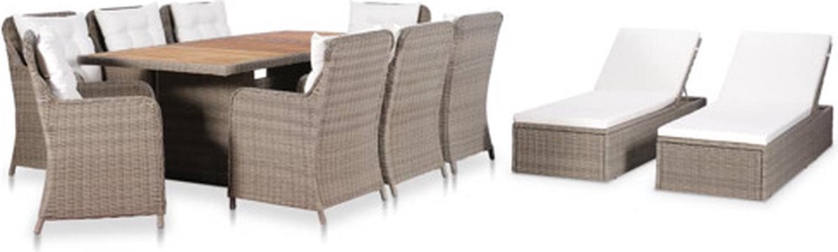 Vidaxl 11-delige Tuinset Poly Rattan - Bruin