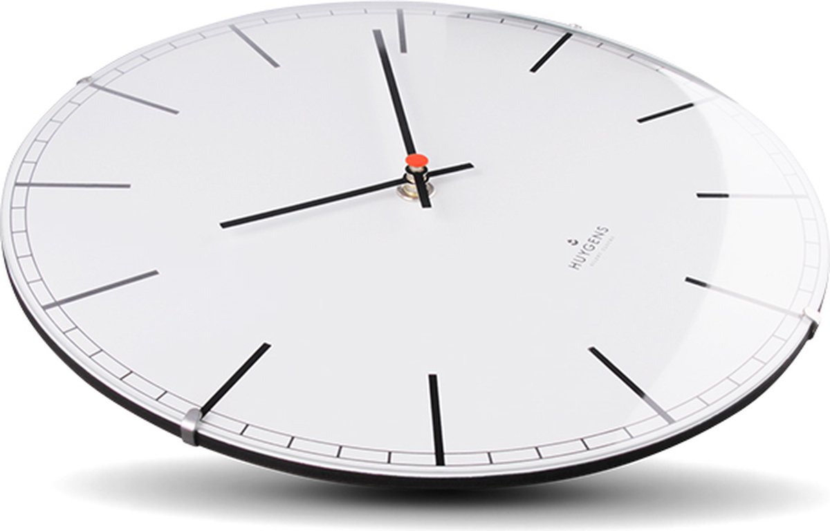 Huygens - Dome25 Index - Wit - Wandklok - Stil - Quartz Uurwerk