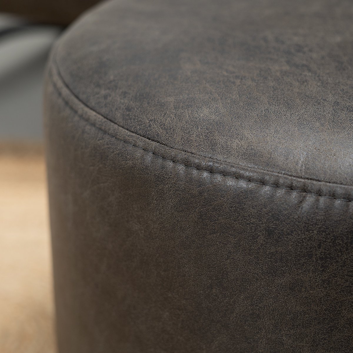 Bronx71 Eco-leren Poef Kyla Antraciet. - Grijs