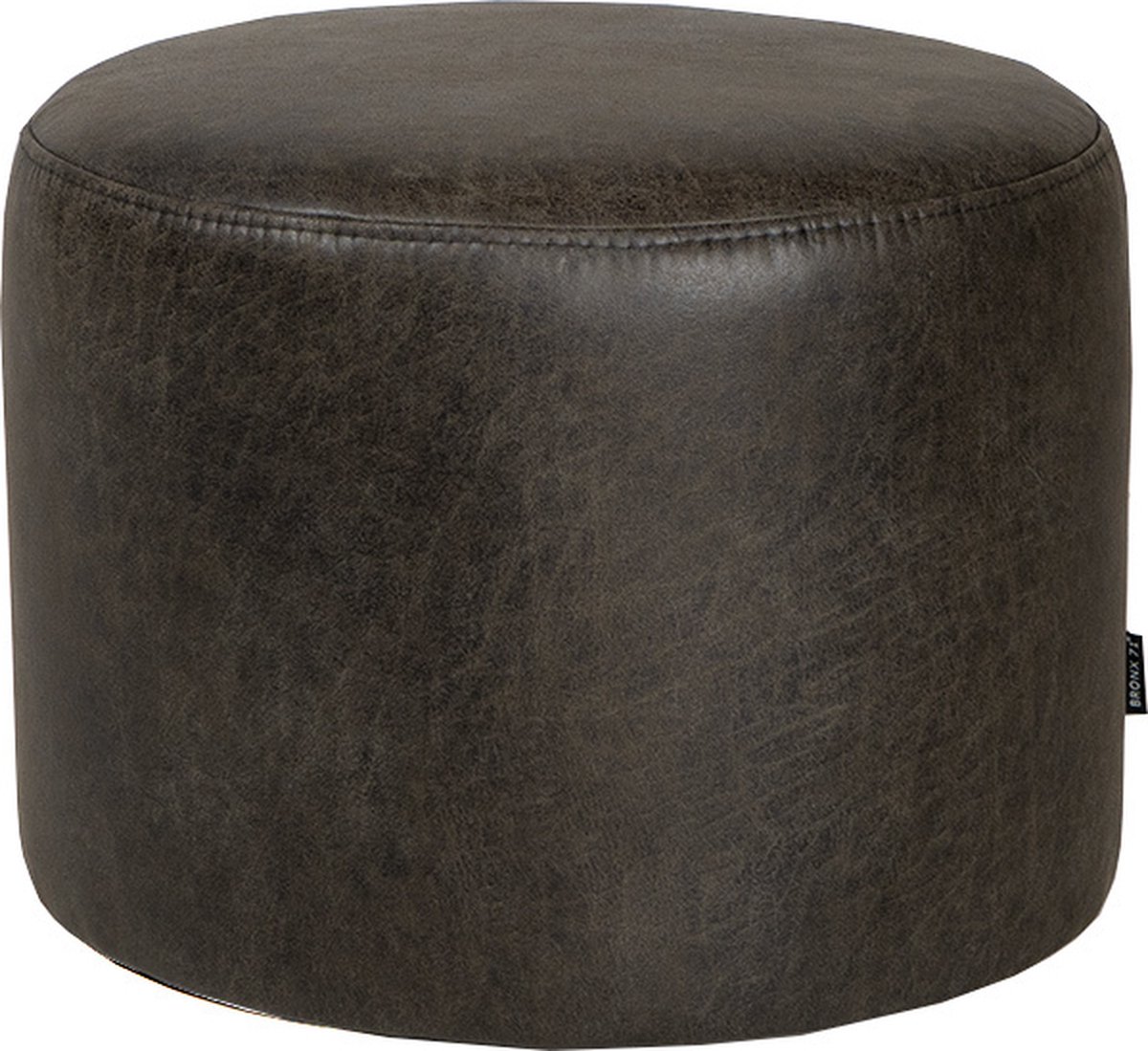 Bronx71 Eco-leren Poef Kyla Antraciet. - Grijs