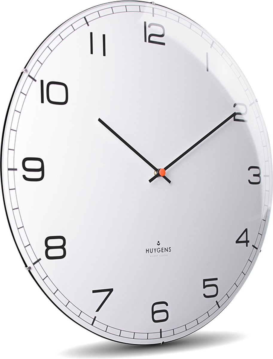 Huygens - Dome45 Arabic - Wit - Wandklok - Stil - Quartz Uurwerk