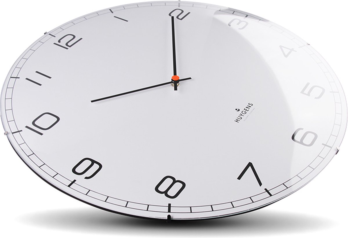 Huygens - Dome45 Arabic - Wit - Wandklok - Stil - Quartz Uurwerk