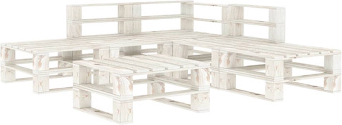 Vidaxl 6-delige Loungeset Pallet Hout Wit