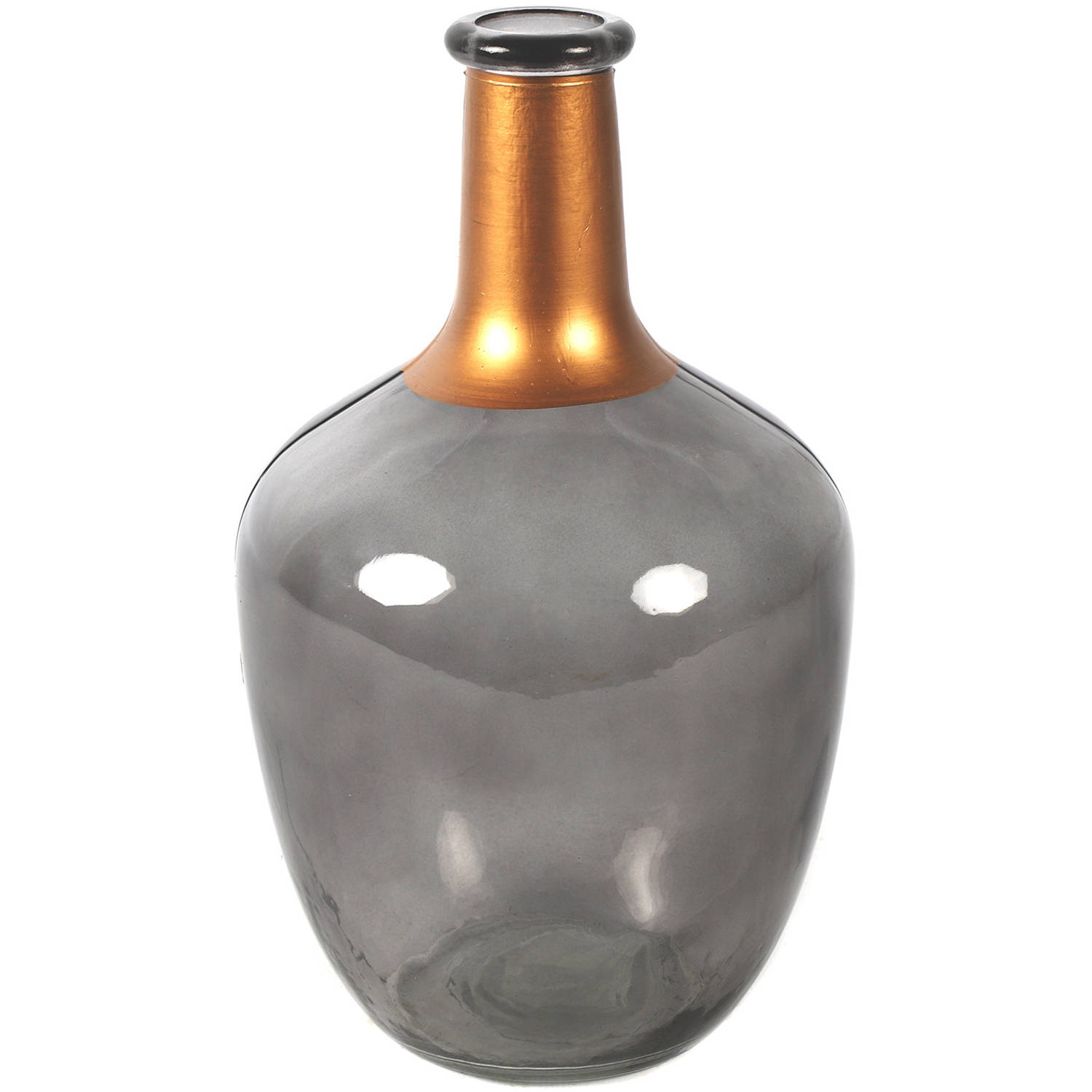 TOM Vaas Babet 15 X 15 X 25 Cm Glas/koper - Grijs