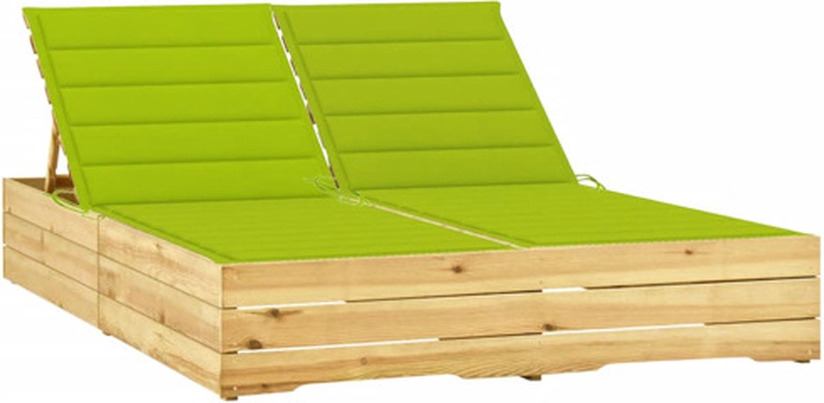 Vidaxl Ligbed Tweepersoons Met Heldere Kussens Geïmpregneerd Hout - Verde