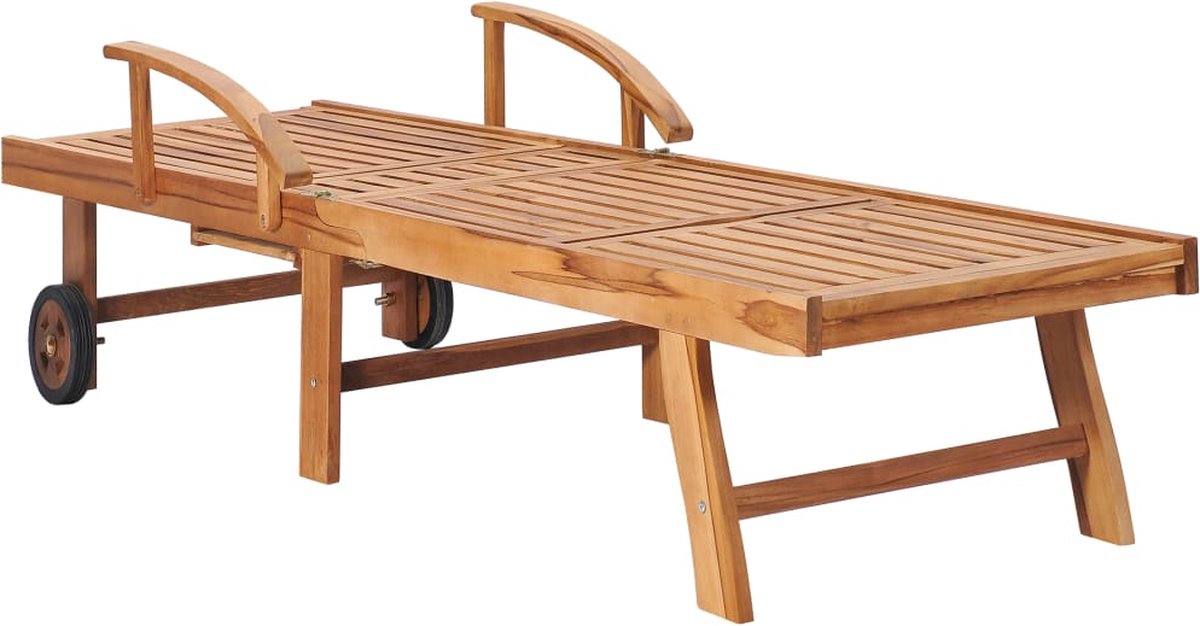 Vidaxl Ligbedden 2 St Met Tafel En Kussens Massief Teakhout