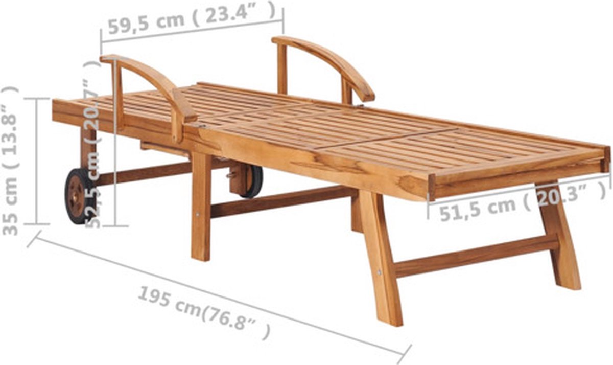 Vidaxl Ligbedden 2 St Met Tafel En Kussens Massief Teakhout